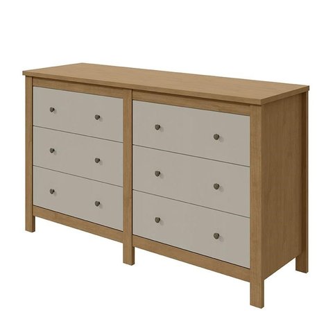 Cômoda Maggiore 6 Gavetas Amêndoa/Off White - Móveis Lopas