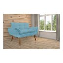 Ver imagem 3 de Namoradeira Decorativa Opala Suede Azul Tifany 2 Lugares Pés Madeira Mz Decor