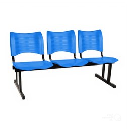 Cadeira para Recepção Plástica 03 Lugares Cor Azul Mastcmol - 2