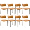 Ver imagem 1 de Kit 08 Cadeiras Estofadas para Sala de Jantar Melina Base Arena L02 Couríssimo Whisky - Lyam Decor
