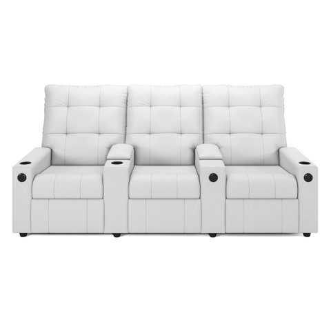 Poltrona Reclinável para Cinema Parma 3 Lugares Baú Usb Pu Branco Fh1 - D'Rossi