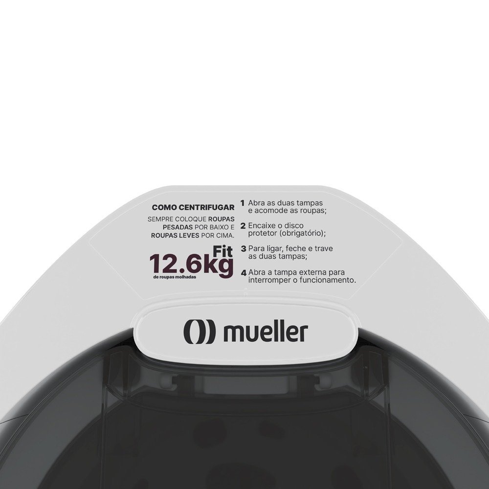 Centrífuga de Roupas Mueller Fit - 12,6kg Branca, 60hz - Desempenho Superior para Secagem Rápida - 3