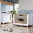 Ver imagem 1 de Quarto de Bebê Completo Aconchego 1 Porta 4 Gavetas com Vidro Branco/jequitibá - Henn