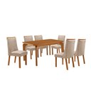 Ver imagem 1 de Mesa de Jantar Liz Yasmin 180 cm Tampo MDF Canto Copo Laminado com 6 Cadeiras Moderna Mobília