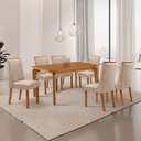 Ver imagem 2 de Mesa de Jantar Liz Yasmin 180 cm Tampo MDF Canto Copo Laminado com 6 Cadeiras Moderna Mobília