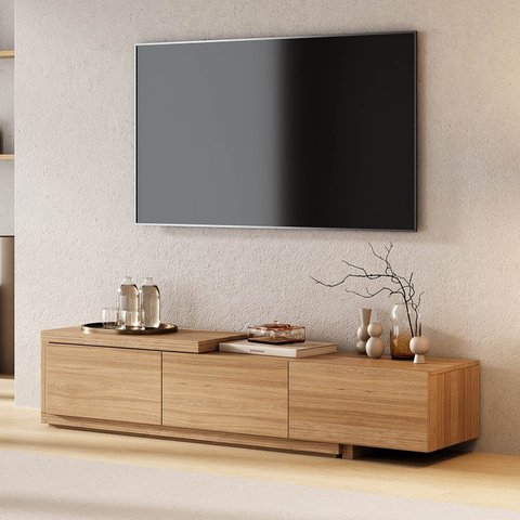 Rack Extensível TV até 60 Polegadas Planejado 220cm Aruá CabeCasa MadeiraOriginals Marrom Jatobá