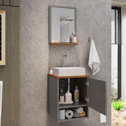 Conjunto de Banheiro com Gabinete 1 Porta e 1 Espelheira Lima - 3