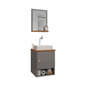 Conjunto de Banheiro com Gabinete 1 Porta e 1 Espelheira Lima