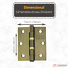 Dobradiça para Porta Silvana 3.1/2" com Rolamento 891 Embutir 35kg Colonial com 3 Peças - 5