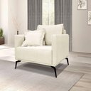 Ver imagem 3 de Poltrona Decorativa Elba para Sala Linho Rústico Natural Bege com Encosto Alto Loja Sheep