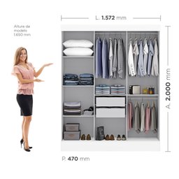 Guarda-Roupa Casal com Espelho 3 Portas 2 Gavetas Istambul Espresso Móveis - 3