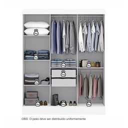 Guarda-Roupa Casal com Espelho 3 Portas 2 Gavetas Istambul Espresso Móveis - 5