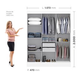 Guarda-Roupa Casal com Espelho 3 Portas 2 Gavetas Istambul Espresso Móveis - 4