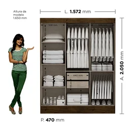 Guarda-Roupa Casal com Espelho 3 Portas 2 Gavetas Istambul Yescasa - 4 Guarda-Roupa Casal com Espelho 3 Portas 2 Gavetas Istambul Yescasa - 4