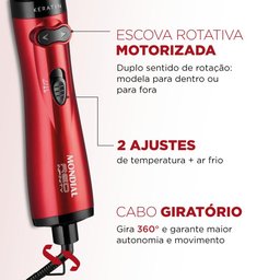Escova Rotativa Mondial Infinity Keratin 220v 1000w Vermelho Er-11-kr - 3
