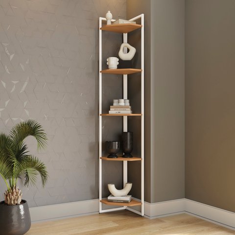 Estante Cantoneira Kappesberg Estilo Industrial LI022 Cor Canela/Branco