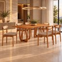 Ver imagem 1 de Conjunto de Mesa de Jantar Ello Tampo 180cm Barril Laminado com 6 Cadeiras Mônaco Premium