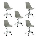 Ver imagem 1 de Kit 5 Cadeiras Leda Office Luisa Saarinen Estofada Base Giratória Cromada - Cinza