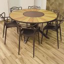 Ver imagem 1 de Conjunto Sala de Jantar Mesa Tampo Madeira Giratória + 6 Cadeiras Alegra Jardim