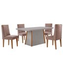 Ver imagem 2 de Mesa de Jantar Diane 120cm Tampo Mdf Vidro com 4 Cadeiras Safira Moderna Mobília