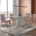 Ver imagem 1 de Mesa de Jantar Diane 120cm Tampo Mdf Vidro com 4 Cadeiras Safira Moderna Mobília
