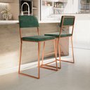 Ver imagem 1 de Kit 3 Banquetas Média Balcão Estofada com Encosto Rose Gold Suede Dubai