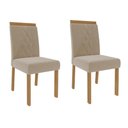 Ver imagem 3 de Kit Conjunto 2 Cadeiras Alice em Madeira Tauari com Assento Estofado para Sala de Jantar Bege Nude