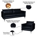 Ver imagem 2 de Conjunto Poltrona e Sofá Decorativo Sala de Estar América 4 Lugares 260cm Couro Azul Marinho - Mozze