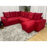 Sofá de Canto C/ Chaise - com 06 Lugares:vermelho - 2