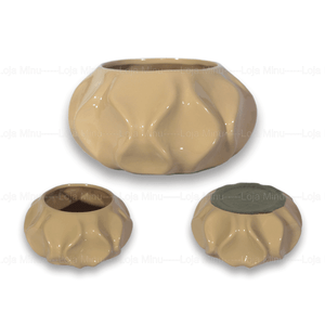 VASO IKEBANA BOLA ARRANJOS FLORES E PLANTAS LINHA CACHEPOT:BEGE