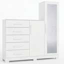 Ver imagem 1 de Cômoda Sapateira com Espelho 2 Portas 5 Gavetas Trieste A04 Branco - Lyam Decor