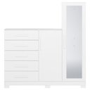 Ver imagem 5 de Cômoda Sapateira com Espelho 2 Portas 5 Gavetas Trieste A04 Branco - Lyam Decor