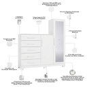 Ver imagem 6 de Cômoda Sapateira com Espelho 2 Portas 5 Gavetas Trieste A04 Branco - Lyam Decor