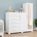 Ver imagem 5 de Cômoda Sapateira com Espelho 2 Portas 5 Gavetas Trieste A04 Branco - Lyam Decor