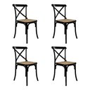 Ver imagem 1 de Kit 4 Cadeiras Jantar Cross Katrina Preta Assento Corano Bege Aço