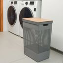 Ver imagem 5 de Cesto de Roupas ou 49l com Tampa de Bambu Linha Grid - Bege