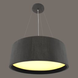 Lustre Pendente Madeira Redondo Preto 60cm - Preto - 3