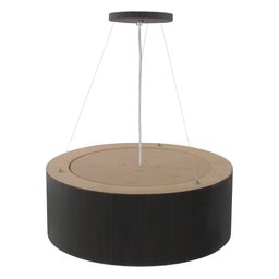 Lustre Pendente Madeira Redondo Preto 60cm - Preto - 4