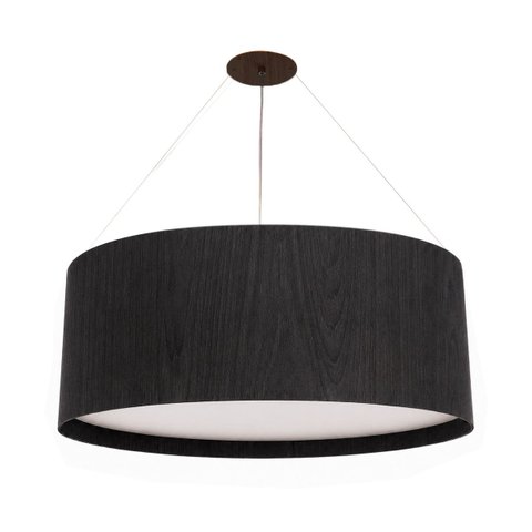 Lustre Pendente Madeira Redondo Preto 60cm - Preto