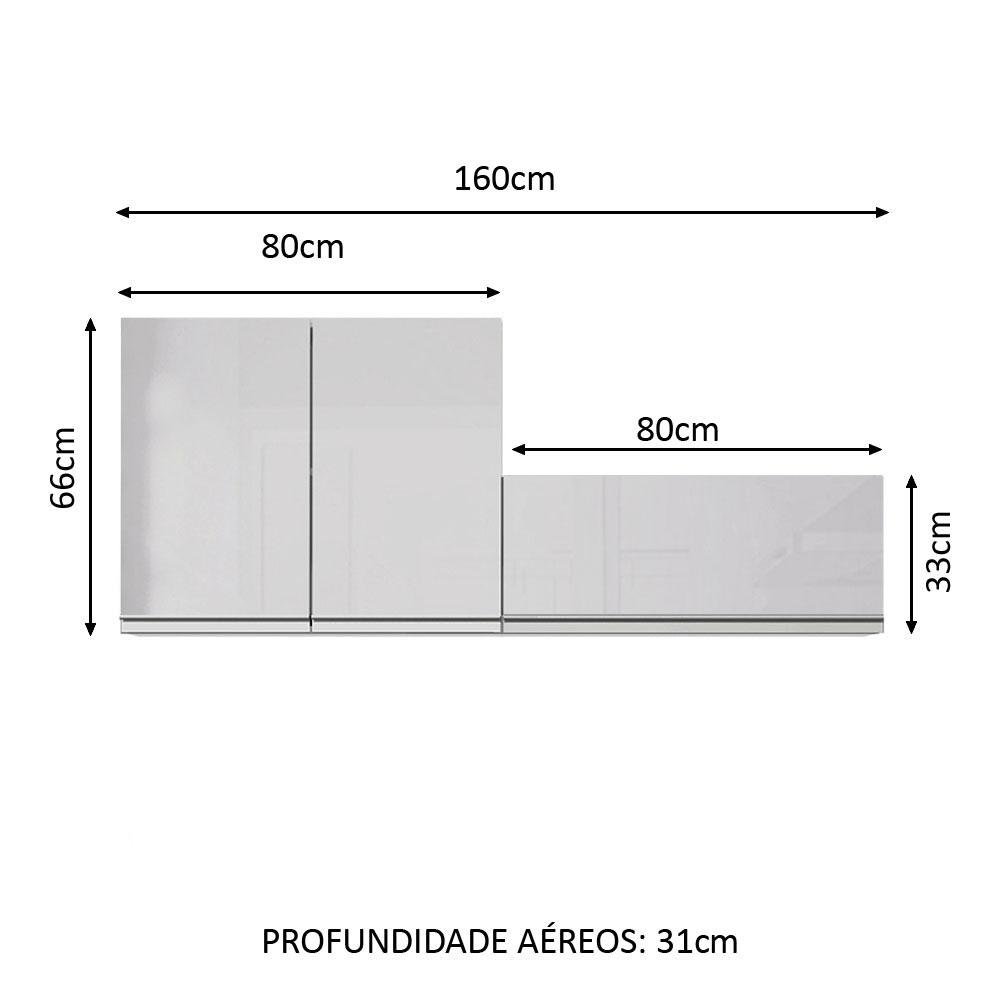 Kit Área de Serviço Madesa Acordes 100% Mdf com 2 Armários Aéreos - Portas Branco Brilho - 3