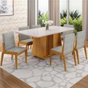 Ver imagem 2 de Kit Mesa de Jantar Harpa com 6 Cadeiras Sinfonia em Linho Naturale/off White/cinza