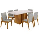 Ver imagem 1 de Kit Mesa de Jantar Harpa com 6 Cadeiras Sinfonia em Linho Naturale/off White/cinza