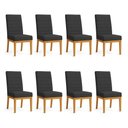 Ver imagem 1 de Kit 8 Cadeiras de Jantar Solana Suede Preto Base de Madeira - Pallazio