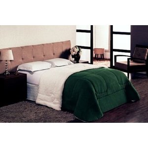 Coberdron Casal Queen Dupla Face Sherpa com Manta Soft Verde