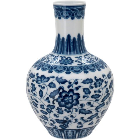 Vaso Decorativo Enfeite Casa Cerâmica 22x14x14cm Azul