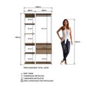 Ver imagem 2 de Guarda Roupa Closet Modulado Crpro-CLO005 2 Gavetas 7 Prateleiras MDP 100cm Branco e Madeirado