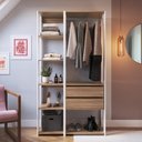 Ver imagem 1 de Guarda Roupa Closet Modulado Crpro-CLO005 2 Gavetas 7 Prateleiras MDP 100cm Branco e Madeirado