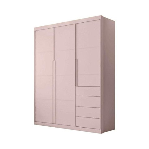 Guarda Roupa Infantil Bebê Pérola 4 Gavetas 3 Portas Rosê