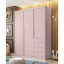 Ver imagem 3 de Guarda Roupa Infantil Bebê Pérola 4 Gavetas 3 Portas Rosê