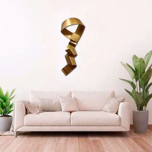 Decoração Escultura de Parede de Metal Exclusivo no Brasil Home Decor Dourado - 2